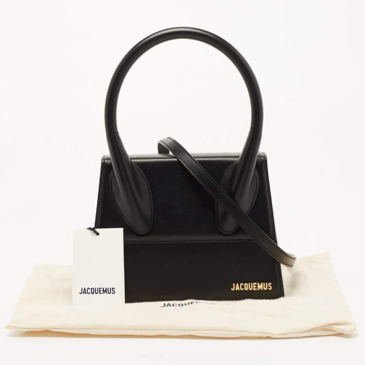 Pre Owned Jacquemus Black Leather Le Grand Chiquito Top Handle Bag
