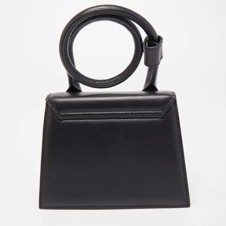 Pre Owned Jacquemus Black Leather Le Chiquito Noeud Top Handle Bag