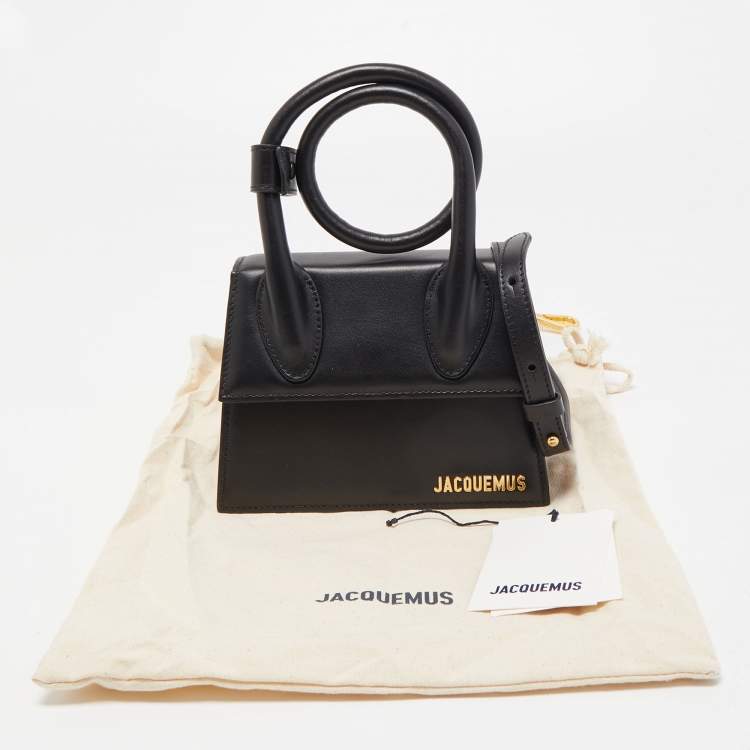 Pre Owned Jacquemus Black Leather Le Chiquito Noeud Top Handle Bag
