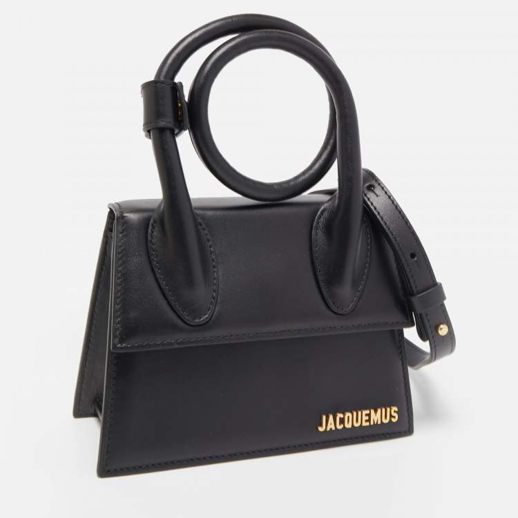 Pre Owned Jacquemus Black Leather Le Chiquito Noeud Top Handle Bag