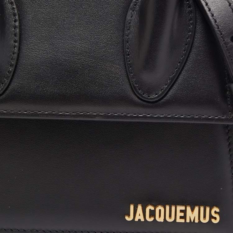 Pre Owned Jacquemus Black Leather Le Chiquito Noeud Top Handle Bag