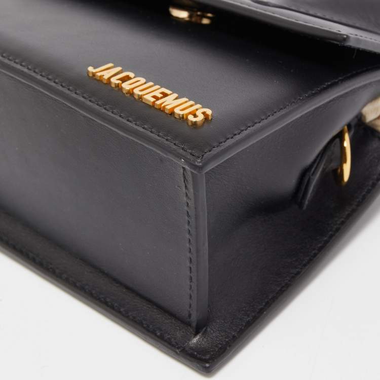 Pre Owned Jacquemus Black Leather Le Chiquito Noeud Top Handle Bag