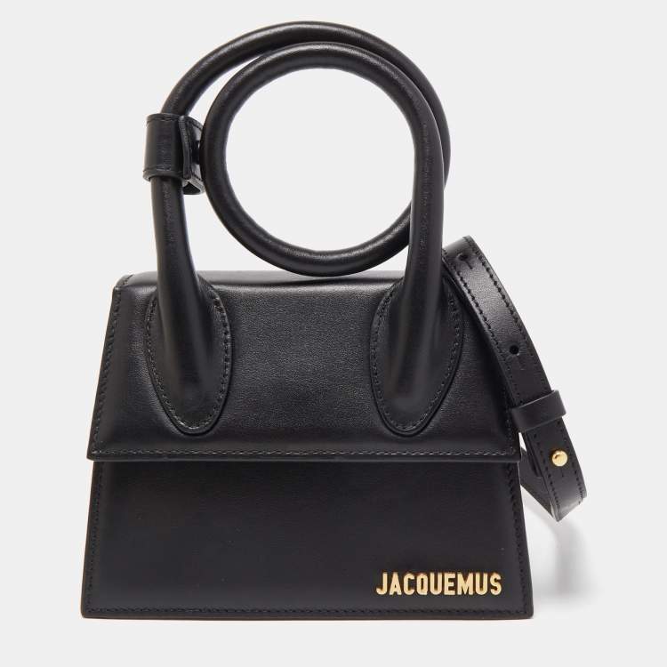 Pre Owned Jacquemus Black Leather Le Chiquito Noeud Top Handle Bag