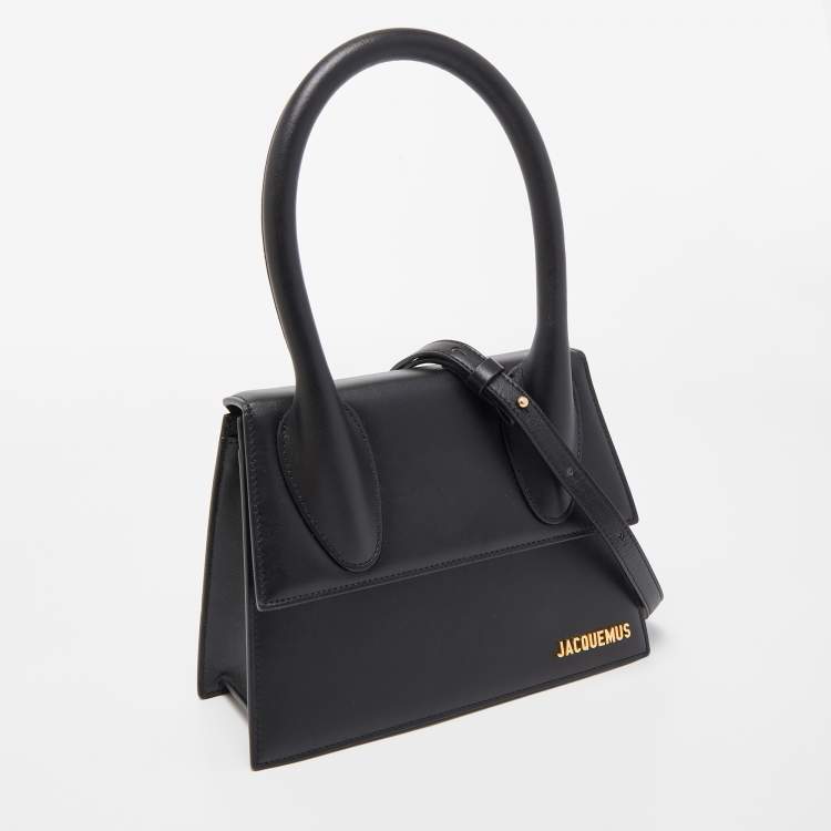 Pre Owned Jacquemus Black Leather Grand Le Chiquito Top Handle Bag