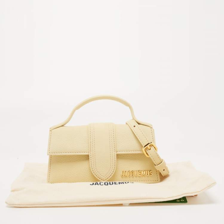 Pre Owned Jacquemus Light Yellow Nubuck Leather Le Bambino Mini Top Handle Bag.