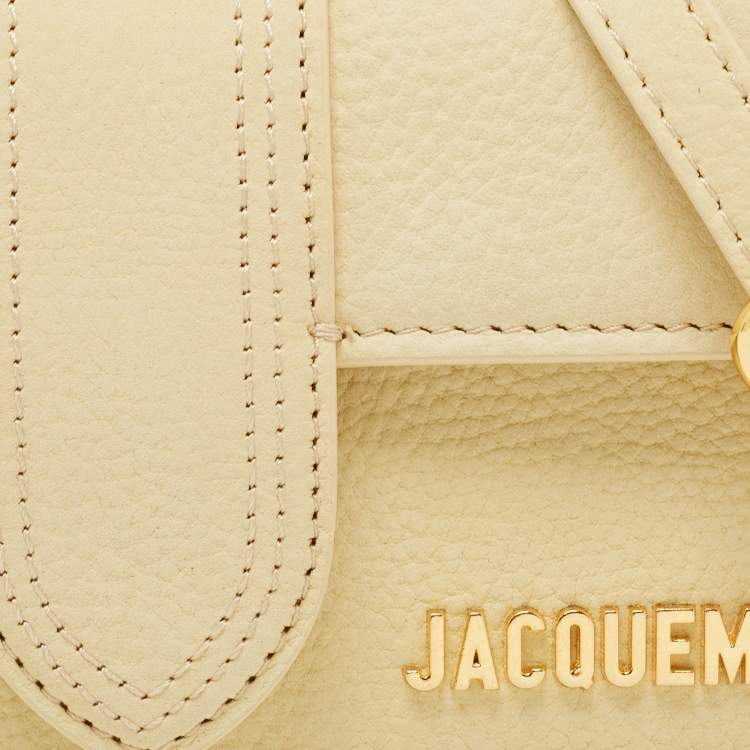 Pre Owned Jacquemus Light Yellow Nubuck Leather Le Bambino Mini Top Handle Bag.