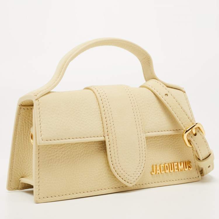Pre Owned Jacquemus Light Yellow Nubuck Leather Le Bambino Mini Top Handle Bag.