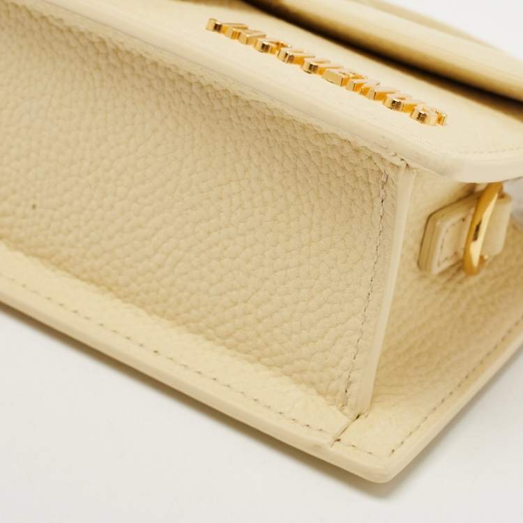 Pre Owned Jacquemus Light Yellow Nubuck Leather Le Bambino Mini Top Handle Bag.