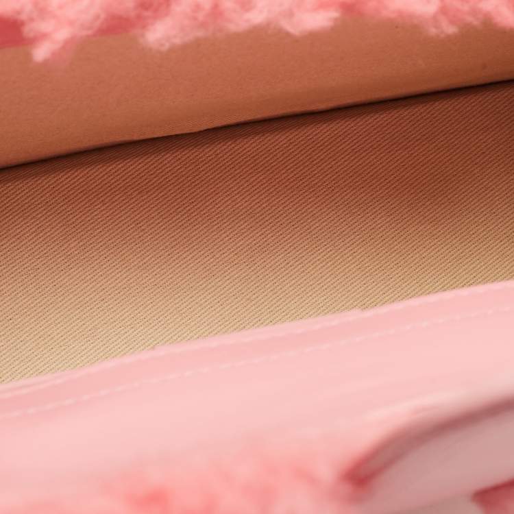 Pre Owned Jacquemus Pink Leather and Shearling Le Grand Bambino Top Handle Bag