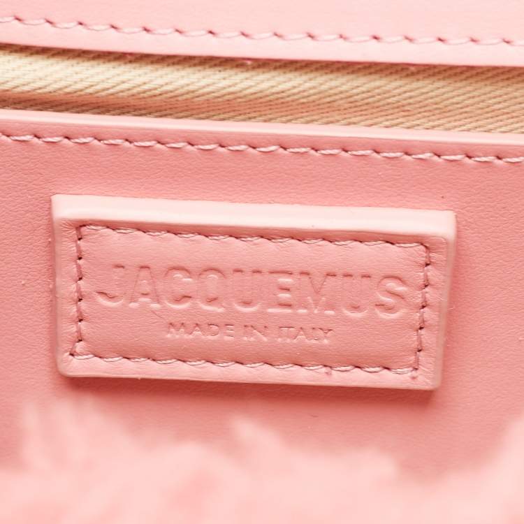 Pre Owned Jacquemus Pink Leather and Shearling Le Grand Bambino Top Handle Bag
