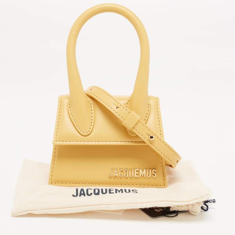 Pre Owned Jacquemus Dark Yellow Leather Mini Le Chiquito Top Handle Bag