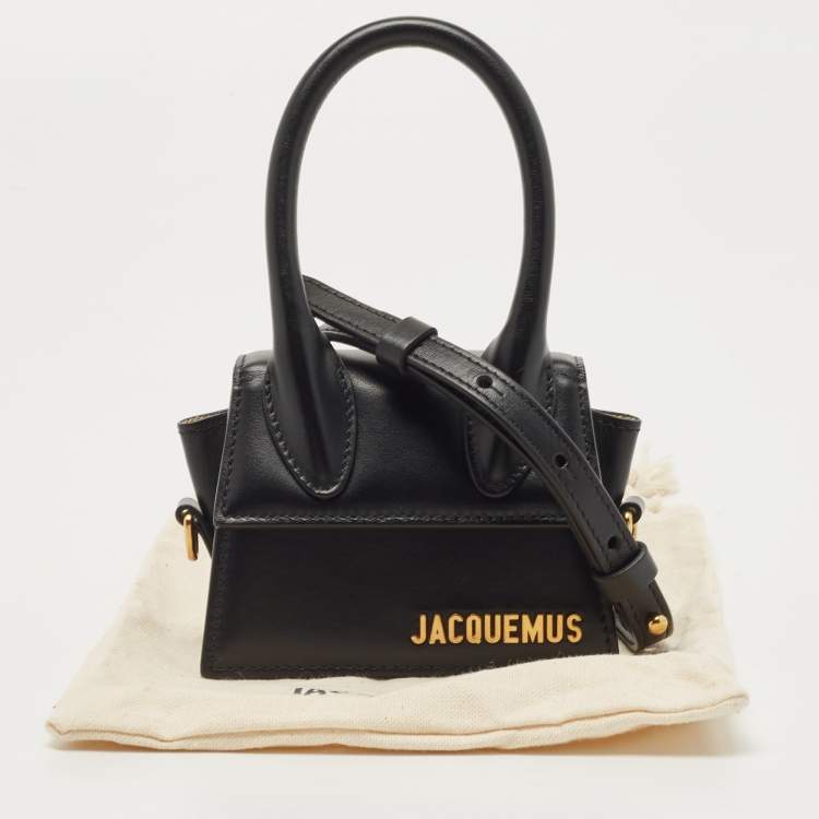 Pre Owned Jacquemus Black Leather Mini Le Chiquito Top Handle Bag