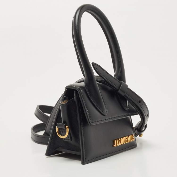 Pre Owned Jacquemus Black Leather Mini Le Chiquito Top Handle Bag