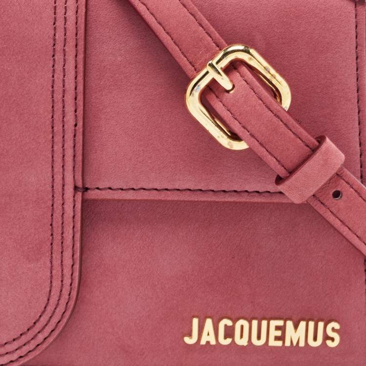 Pre Owned Jacquemus Pink Nubuck Leather Le Grand Bambino Top Handle Bag