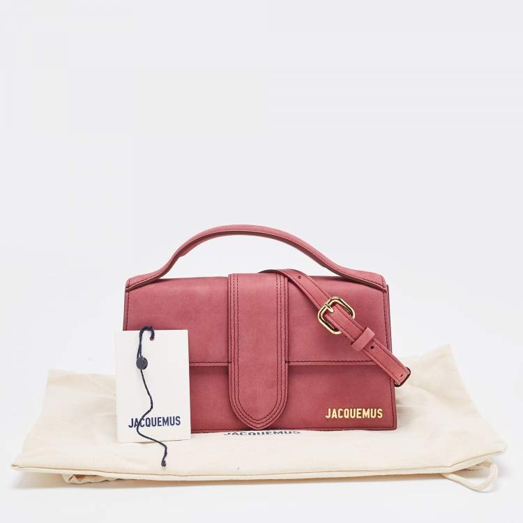 Pre Owned Jacquemus Pink Nubuck Leather Le Grand Bambino Top Handle Bag