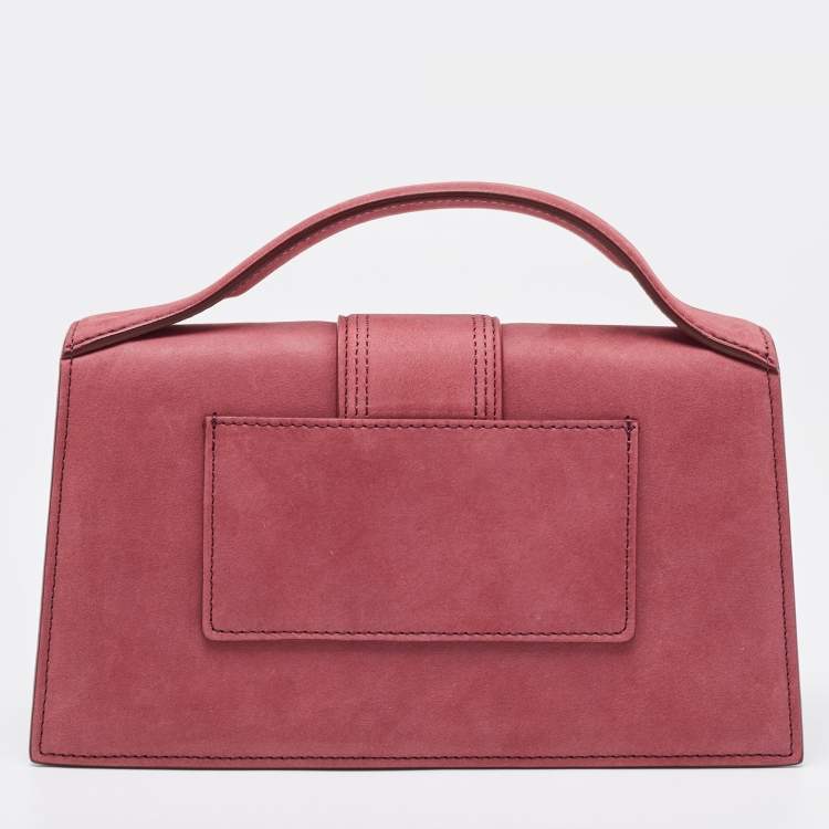 Pre Owned Jacquemus Pink Nubuck Leather Le Grand Bambino Top Handle Bag