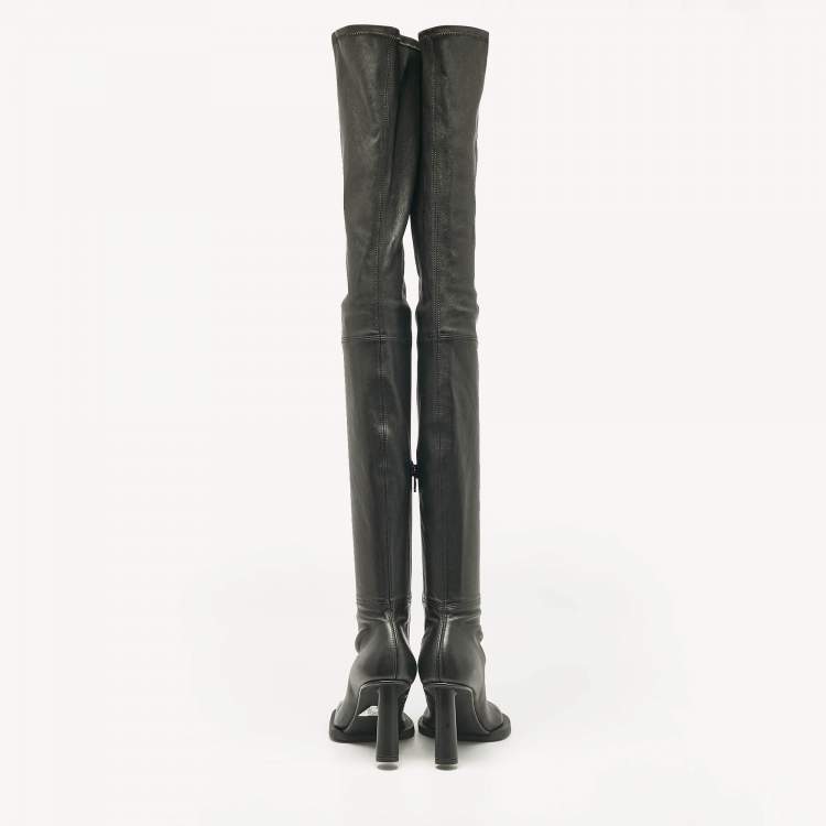 Pre Owned Jacquemus Black Leather Over The Knee Boots Size 38