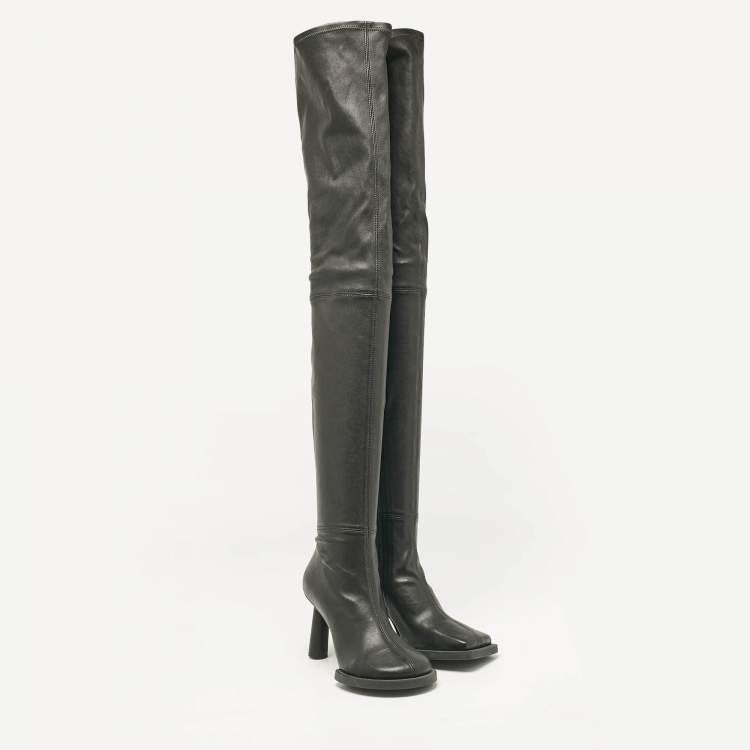 Pre Owned Jacquemus Black Leather Over The Knee Boots Size 38