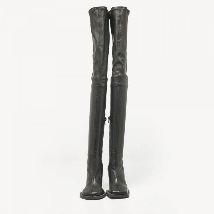 Pre Owned Jacquemus Black Leather Over The Knee Boots Size 38