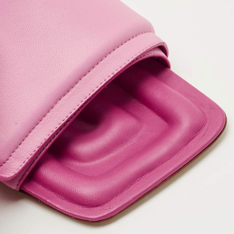 Pre Owned Jacquemus Pink Leather Les Piscine Mules Size 37