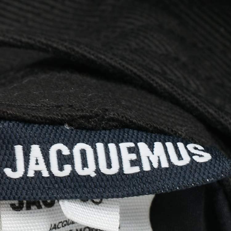 Pre Owned Jacquemus Black Cotton Drawstring Bucket Hat Size 56