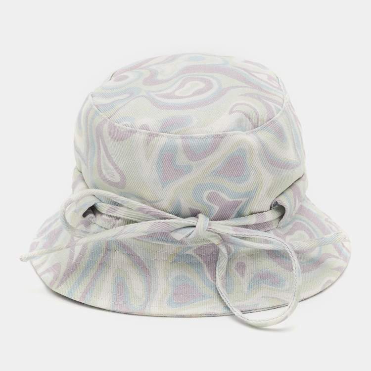 Pre Owned Jacquemus Multicolor Printed Canvas Tie-Up Bucket Hat 