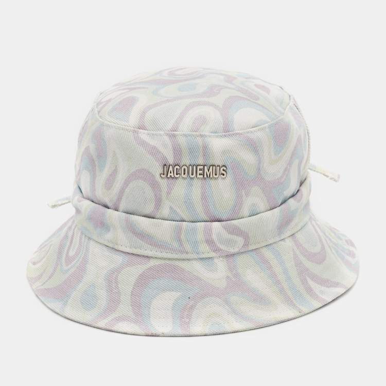Pre Owned Jacquemus Multicolor Printed Canvas Tie-Up Bucket Hat 