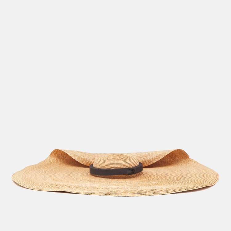 Pre Owned Jacquemus Brown Le Chapeau Bomba Straw Wide Brim Hat
