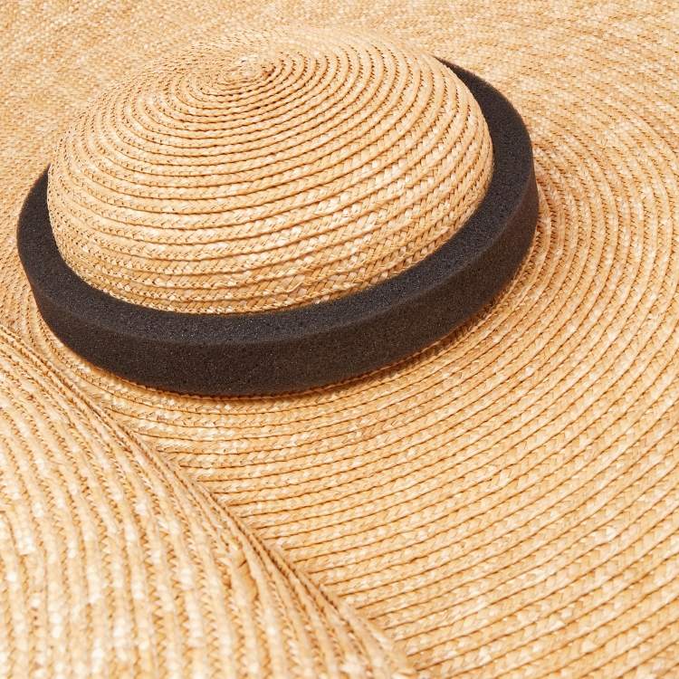 Pre Owned Jacquemus Brown Le Chapeau Bomba Straw Wide Brim Hat