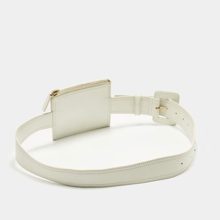 مملوكة مسبقًا Jacquemus White Leather La Ceinture Carree Pouch Belt M