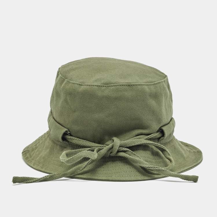 مملوكة مسبقًا Jacquemus Green Le Bob Gadjo Canvas Bucket Hat Size 58