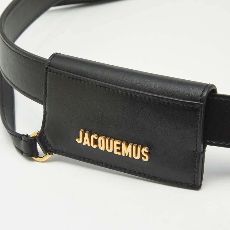 Pre Owned Jacquemus La Ceinture Porte Cartes S Buckle Belt Black Leather