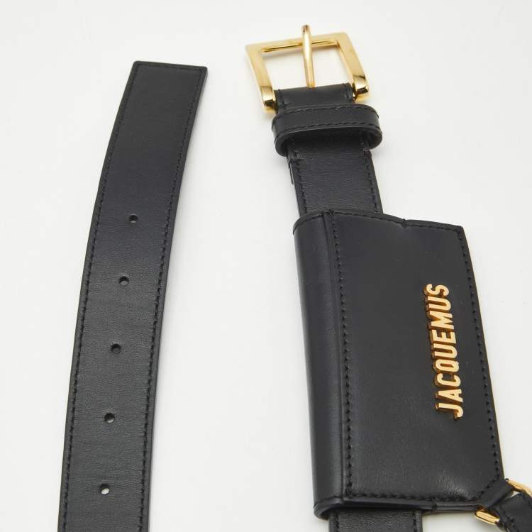 Pre Owned Jacquemus La Ceinture Porte Cartes S Buckle Belt Black Leather