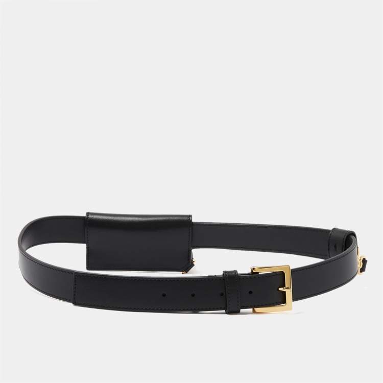 Pre Owned Jacquemus La Ceinture Porte Cartes S Buckle Belt Black Leather