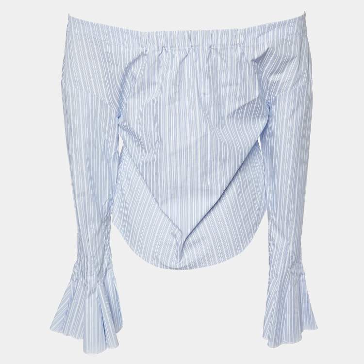 Pre Owned Jacquemus Blue Stripe Print Cotton Buttoned Front Top L