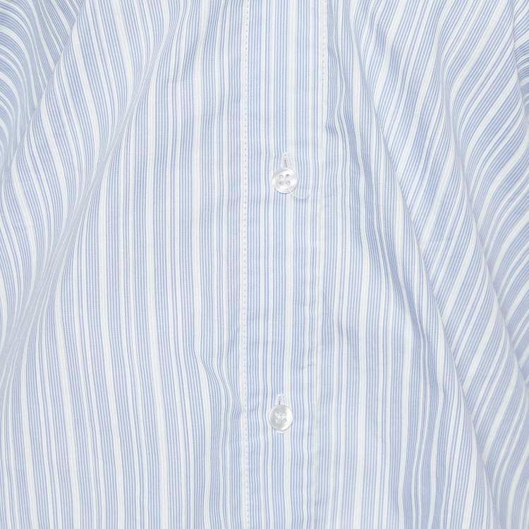 Pre Owned Jacquemus Blue Stripe Print Cotton Buttoned Front Top L