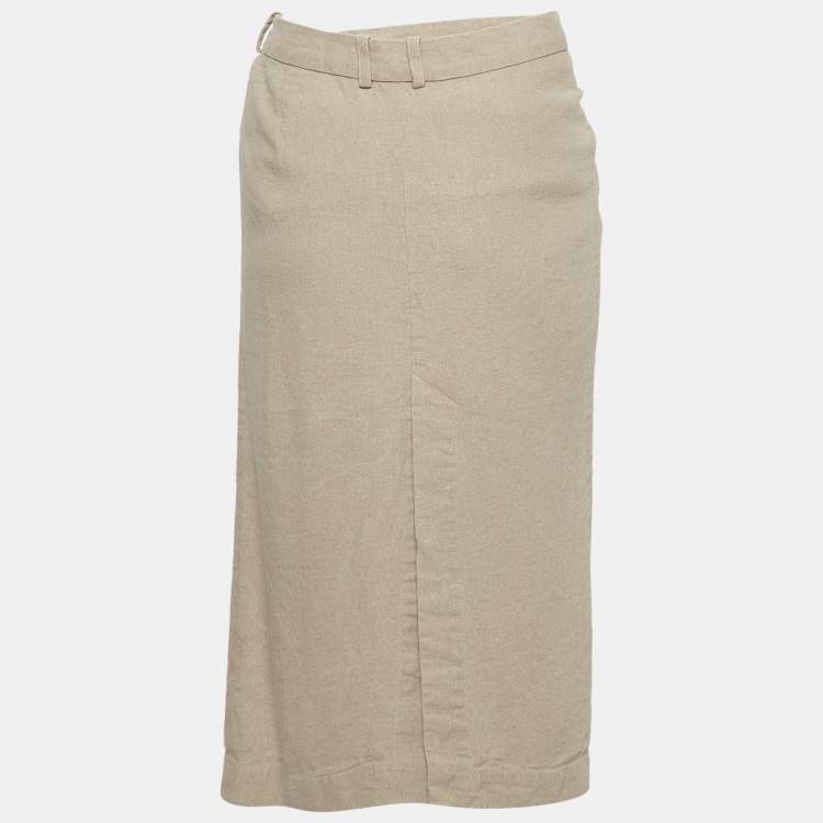 Pre Owned Jacquemus Beige Linen Cross-Over Waist Skirt M