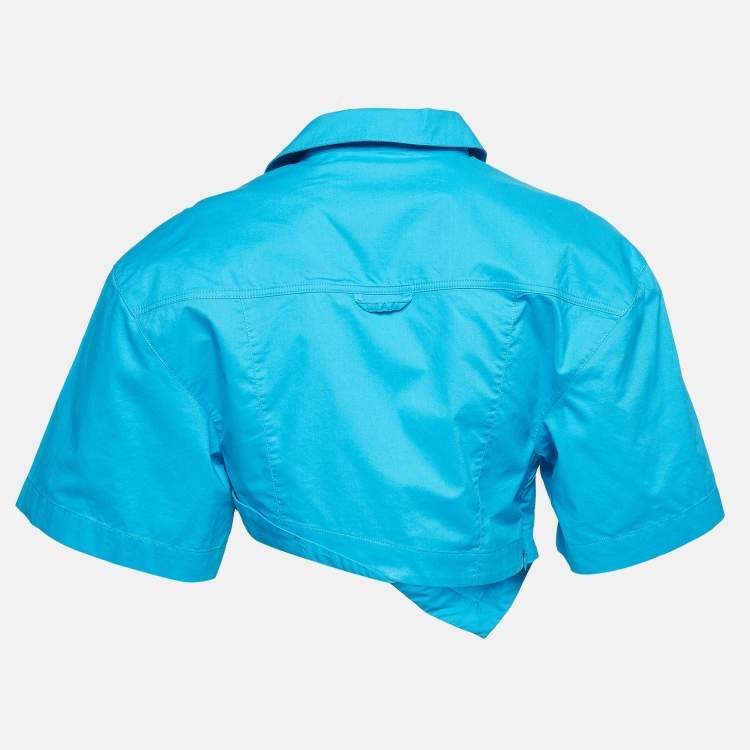 Pre Owned Jacquemus Blue Cotton La Chemise Capri Crop Shirt M