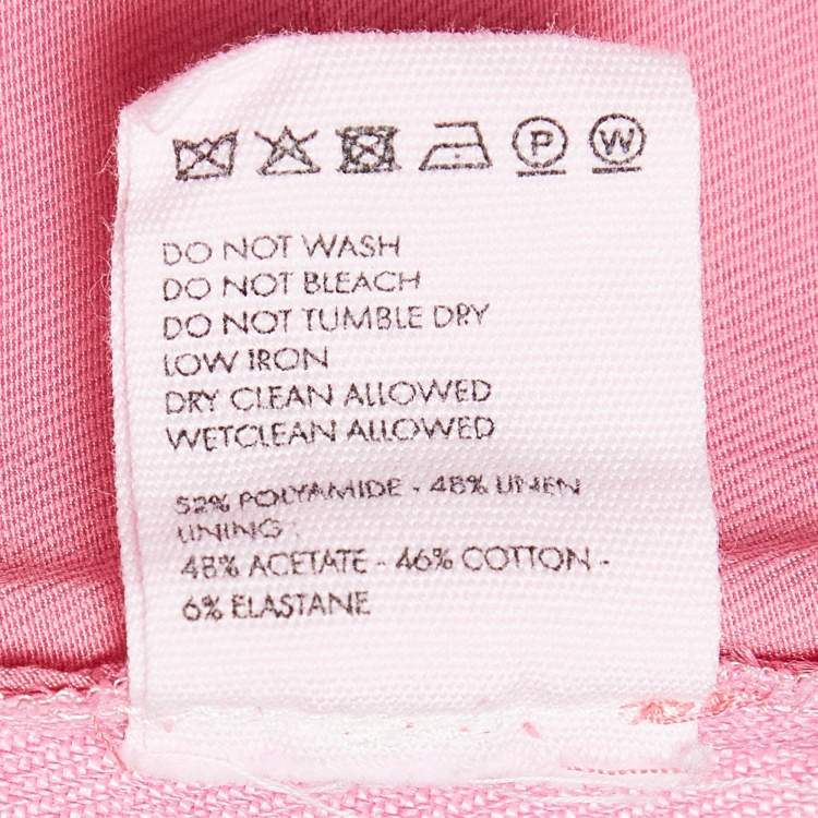 Pre Owned Jacquemus Pink Linen Blend Wide Leg Trousers M