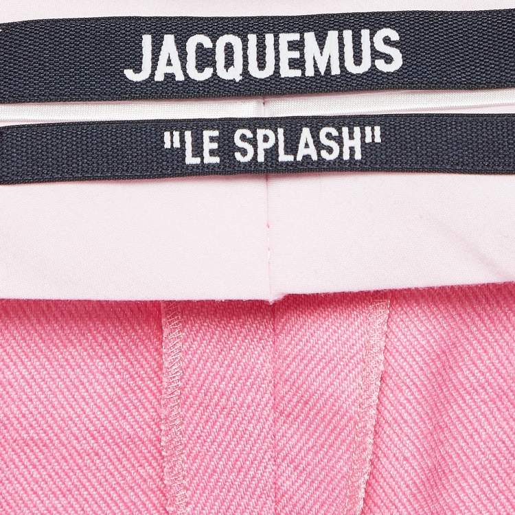 Pre Owned Jacquemus Pink Linen Blend Wide Leg Trousers M