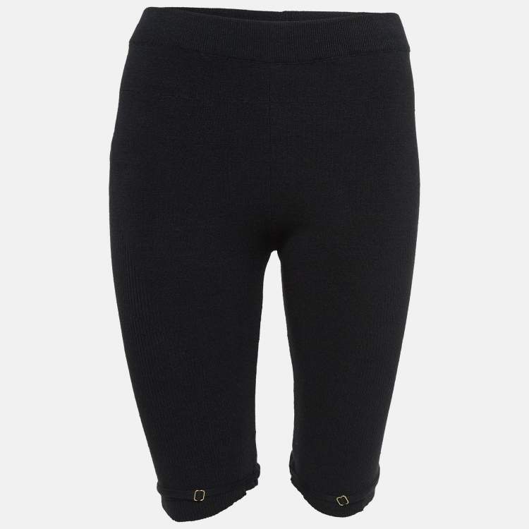 Pre Owned Jacquemus Black Rib Knit Sierra Biker Shorts L