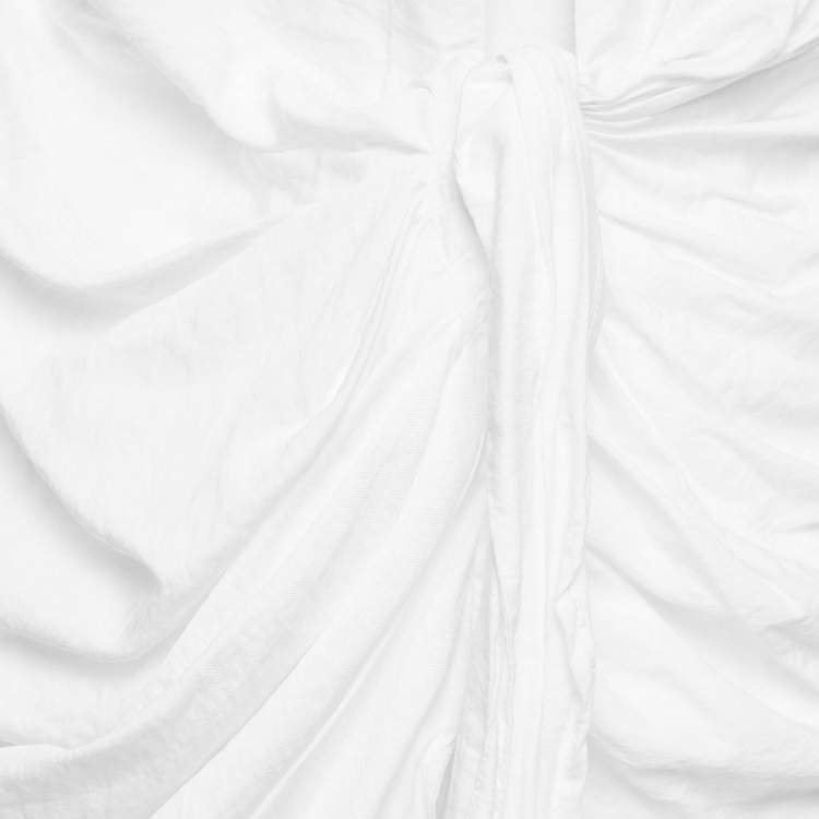 Pre Owned Jacquemus White Nylon Blend Buttoned Front Ruched Mini Dress XS