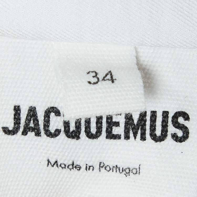 Pre Owned Jacquemus White Nylon Blend Buttoned Front Ruched Mini Dress XS