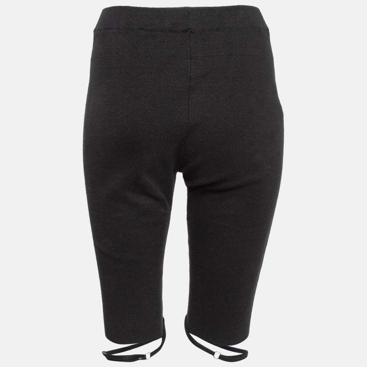 Pre Owned Jacquemus Black Rib Knit Biker Shorts L