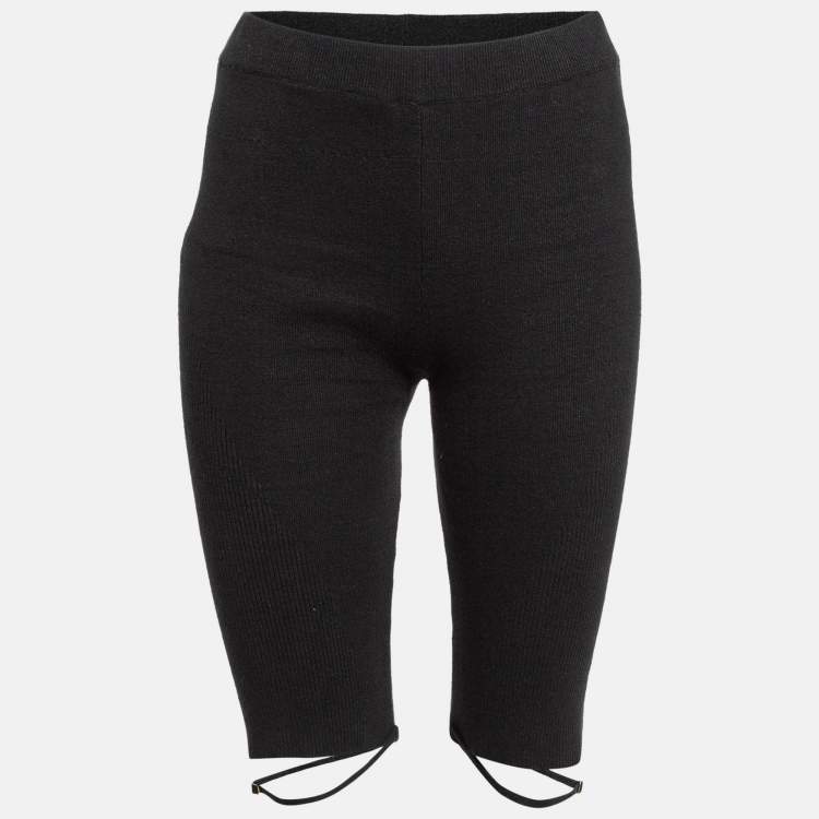 Pre Owned Jacquemus Black Rib Knit Biker Shorts L