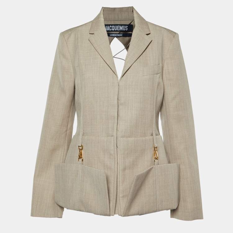 Pre Owned Jacquemus Beige Wool La Montagne Backless Blazer XL
