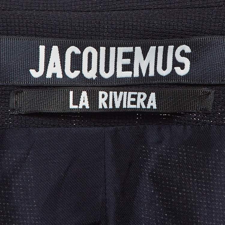 Pre Owned Jacquemus Navy Blue Canvas La Riviera Wrap Mini Dress S