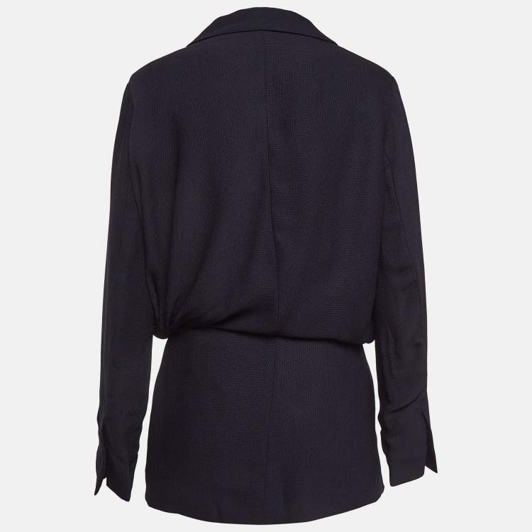 Pre Owned Jacquemus Navy Blue Canvas La Riviera Wrap Mini Dress S