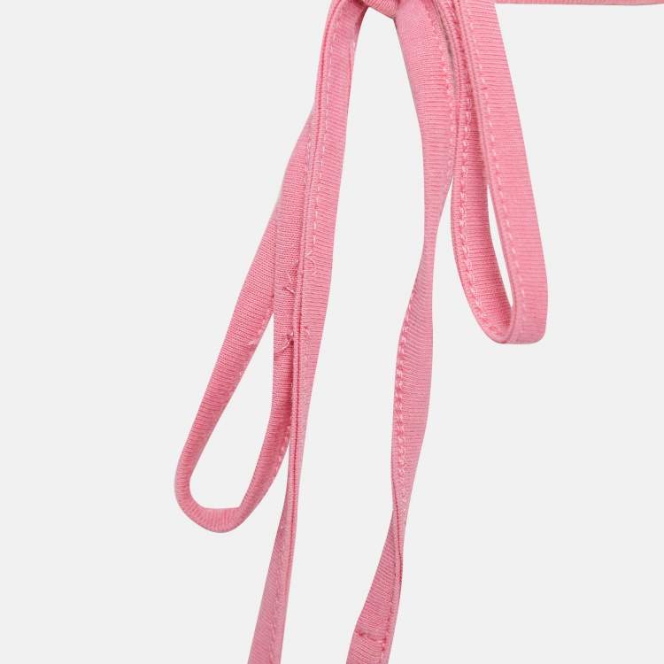 Pre Owned Jacquemus Pink Cotton Knit Underwired Lace-Up Baci Crop Top XS