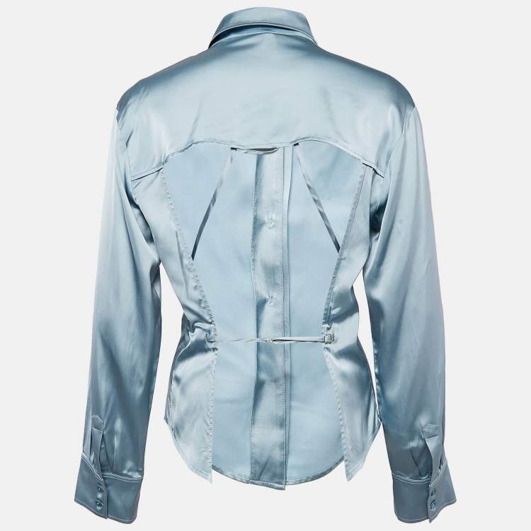 Pre Owned Jacquemus Grey Satin Open-Back La Chemise Mentalo Shirt S